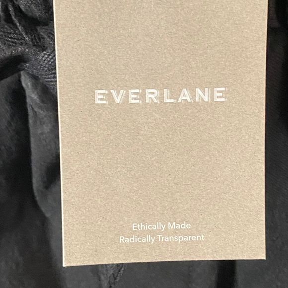 Everlane Women's Black Wide-Leg Ankle Work Pants Size L with Drawstring Closure - Picture 10 of 16